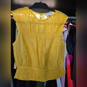BCBG Mustard Yellow Cap Sleeve Blouse